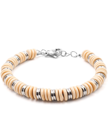 Bracelet acier - minerai oxydé teinté orange - 15+4cm - Grossiste B...