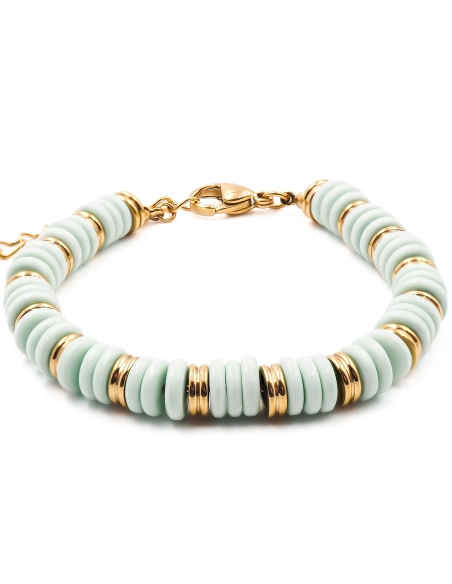 Bracelet acier doré - minerai oxydé teinté bleu - 15+4cm - Grossist...