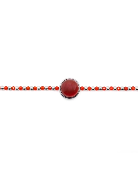 Bracelet acier - cornaline - cabochon 11mm - 15+4cm - Grossiste Bij...