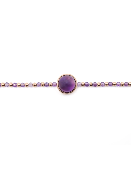 Bracelet acier rosé - améthyste - cabochon 11mm - 15+4cm - Grossist...