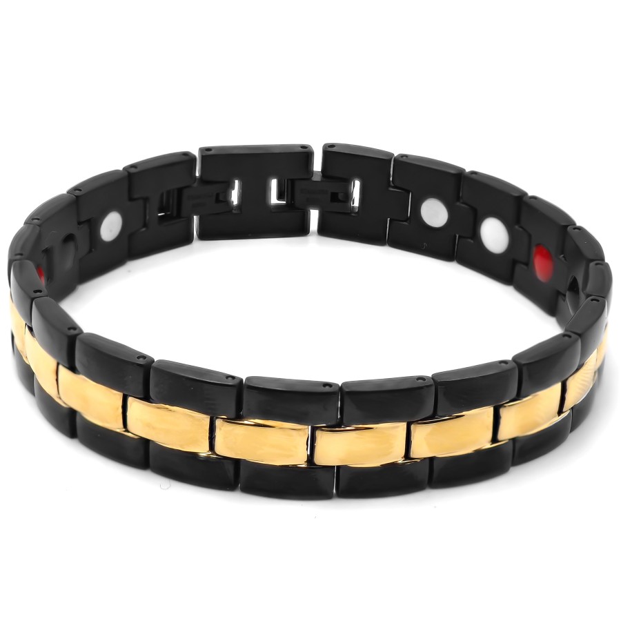 Bracelet magnétique en acier - PVD noir - largeur 12mm - longueur 2...