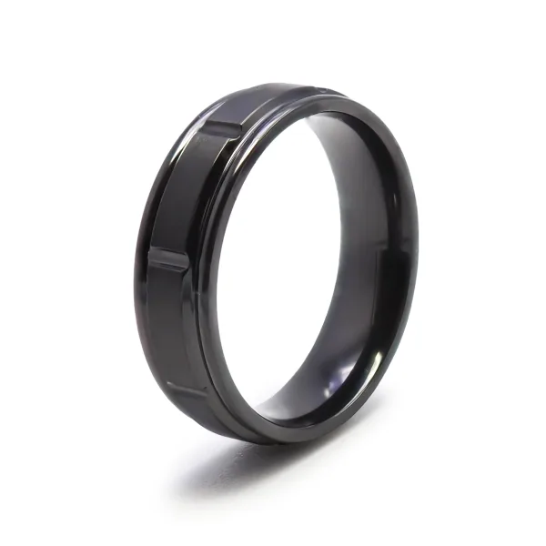 Bague en black zirconium - finition polie et brossée - largeur 6mm ...