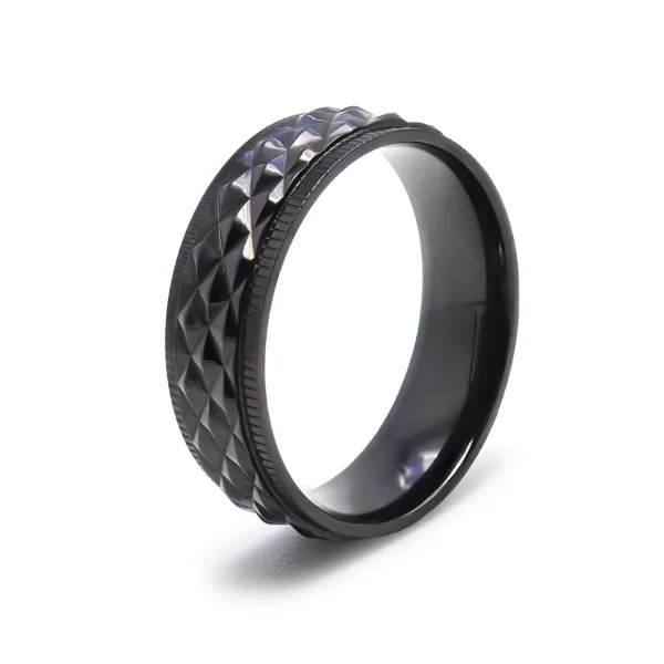 Bague en black zirconium - effet pyramide - finition polie - largeu...