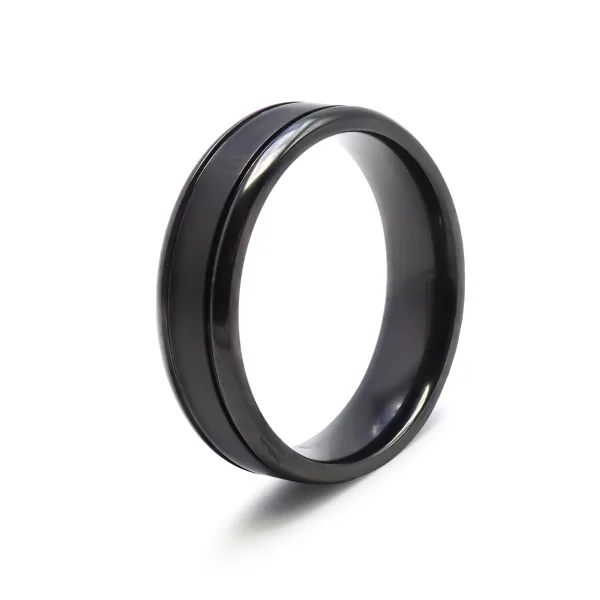 Bague en black zirconium - finition polie - largeur 6mm - Taille 58...