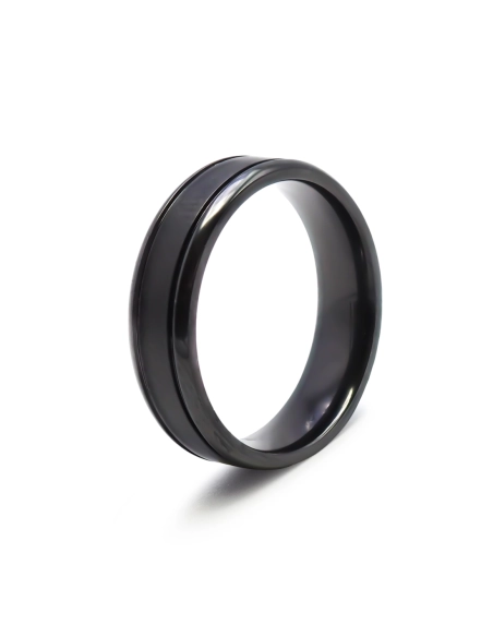 Bague en black zirconium - finition polie - largeur 6mm - Taille 58...