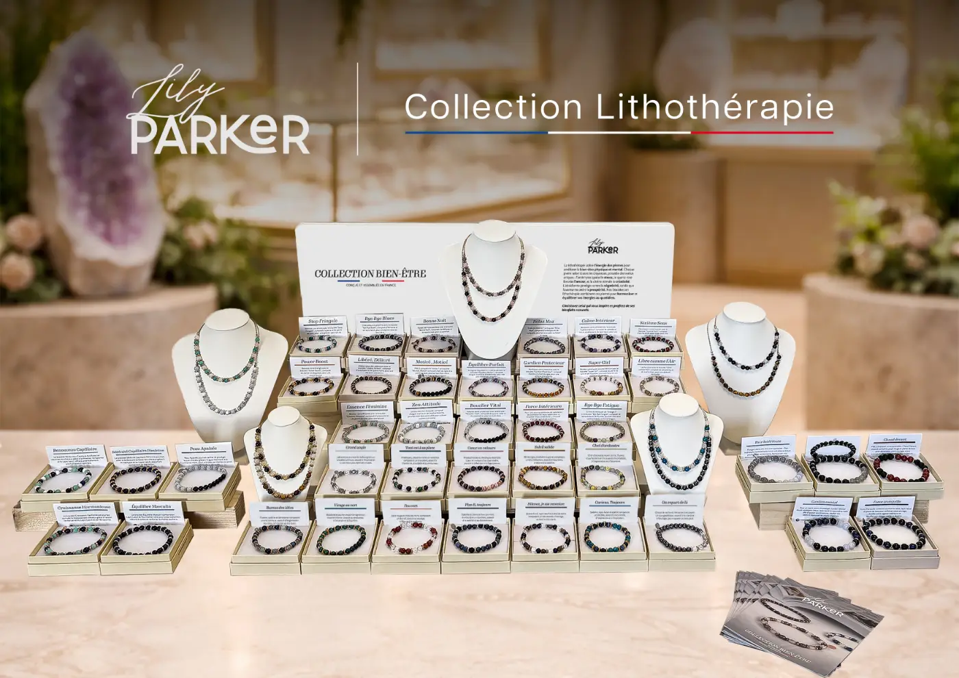 Présentoir Lily Parker – collection complète lithothérapie